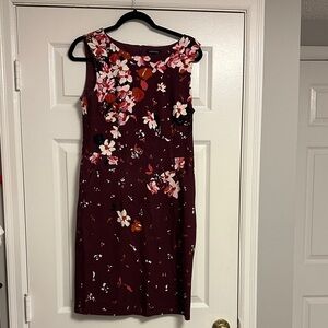 💃 Lands’ End Burgundy Floral Midi Dress 🌸